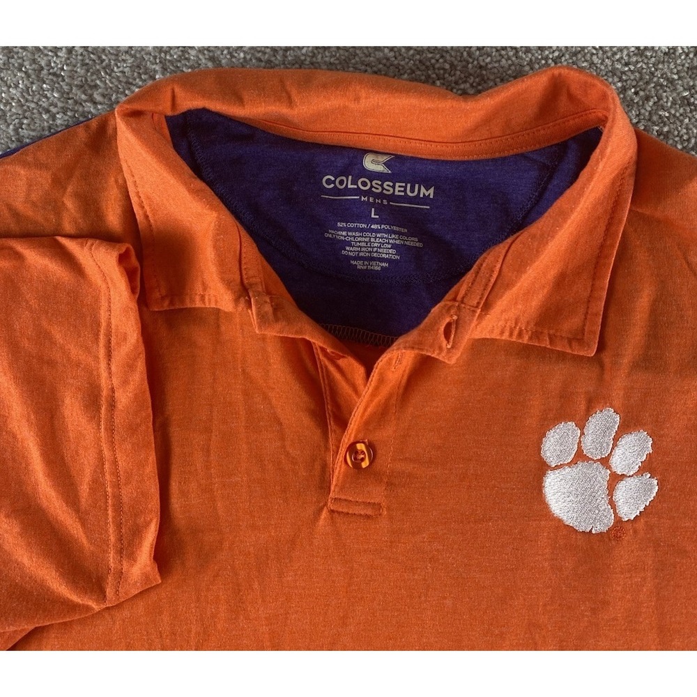 Colosseum Athletics Orange‎ Color Rush Polo Clemson Tigers Mens L Preppy NCAA